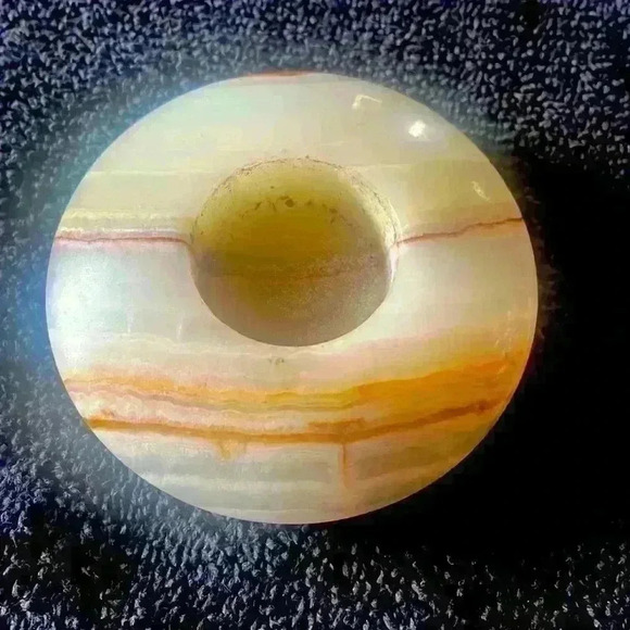 Other - Authentic Brown Tan And Cream Colored Onyx Tealight 4x4 Candle Holder